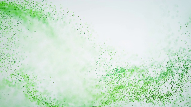 4k抽象粒子波背景-浅绿色，创意-美丽的彩色粉环视频素材