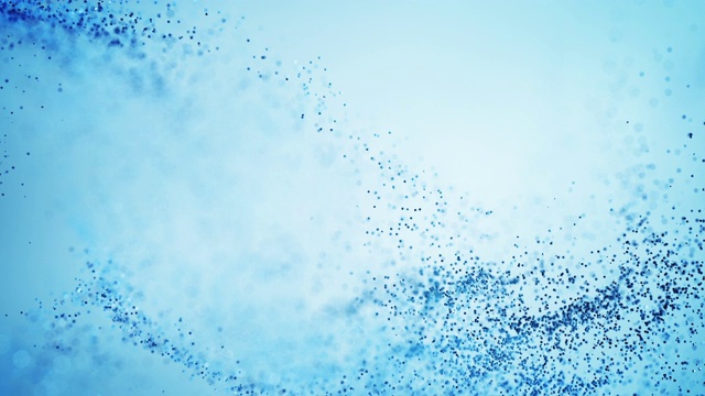4k抽象粒子波背景-浅蓝色，冰，雪-美丽的彩色粉环视频下载