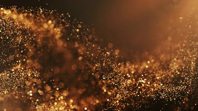 4k抽象粒子波散景背景-黄金，奖项，奢侈品，圣诞节-美丽的闪光环视频素材