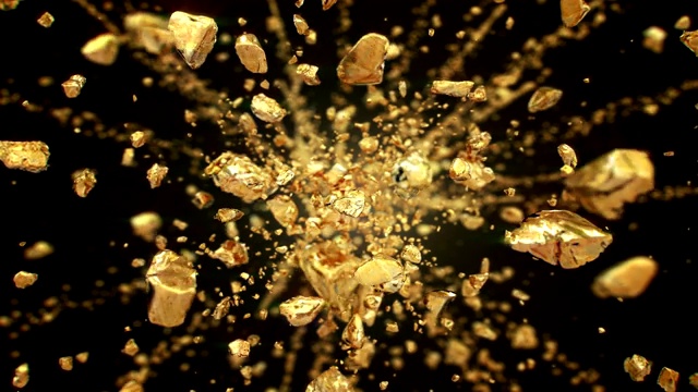 爆炸的黄金宝石在4K视频素材