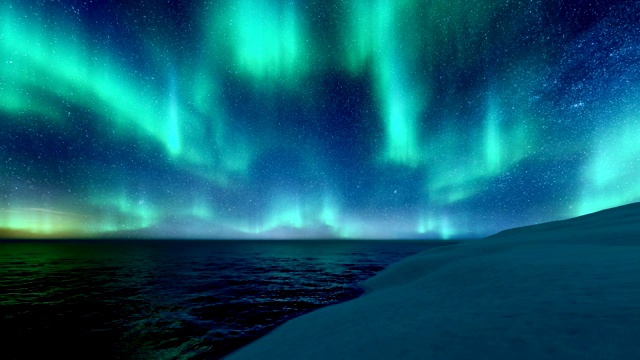 冬季景观与北极光在星空视频下载