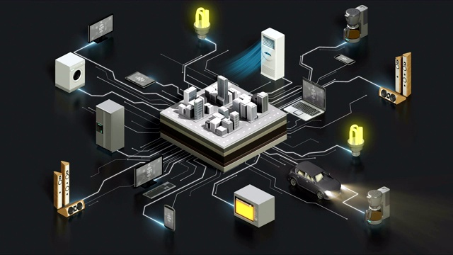 智能城市连接智能家电自动化物联网4k灰色。视频下载