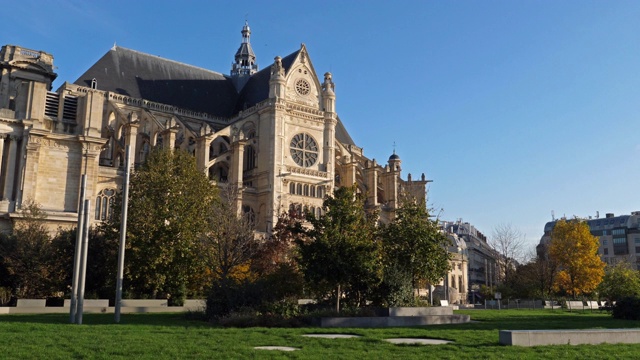 圣尤斯塔什教堂南立面，第1区，巴黎，Île-de-France，法国视频下载