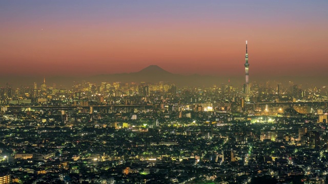东京与富士山的黄昏视频素材