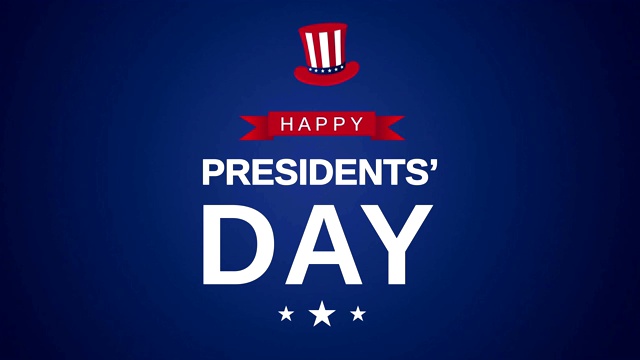 蓝色背景的总统日动画。4 k的动画视频下载