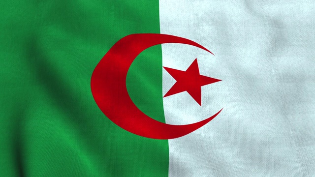阿尔及利亚国旗挥舞。阿尔及利亚人民民主共和国视频下载