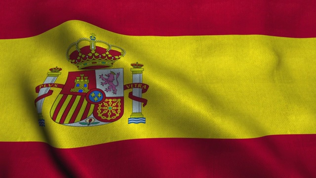西班牙国旗在风中飘扬。西班牙王国国旗视频素材