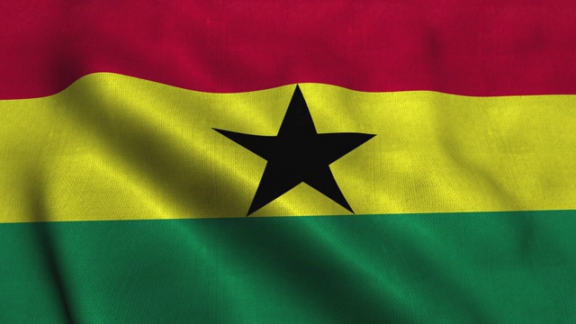 加纳国旗在风中飘扬。加纳国旗视频素材
