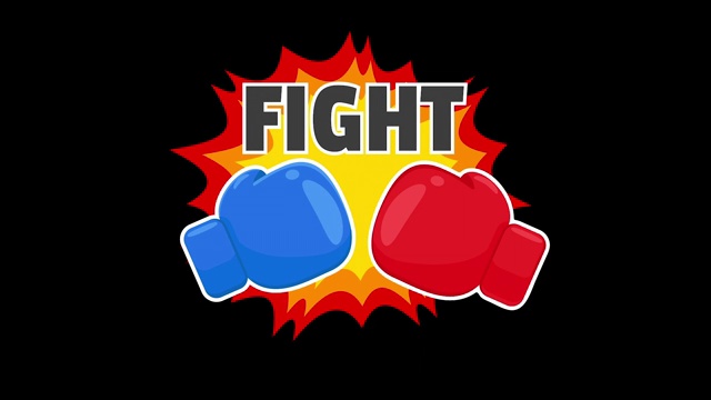 拳击手套向量。红色和蓝色的拳击手套在打架。战争的概念。视频下载