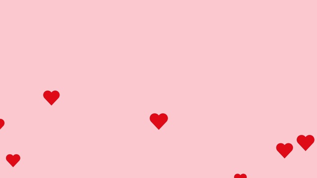 心的背景。动画情人节贺卡，3月8日，妇女节。飞行的心动画在粉红色的背景视频素材