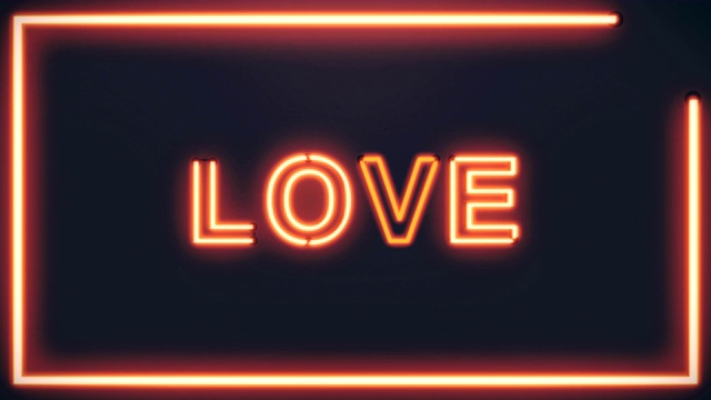 4 k抽象背景。写着“爱”的霓虹灯。视频素材