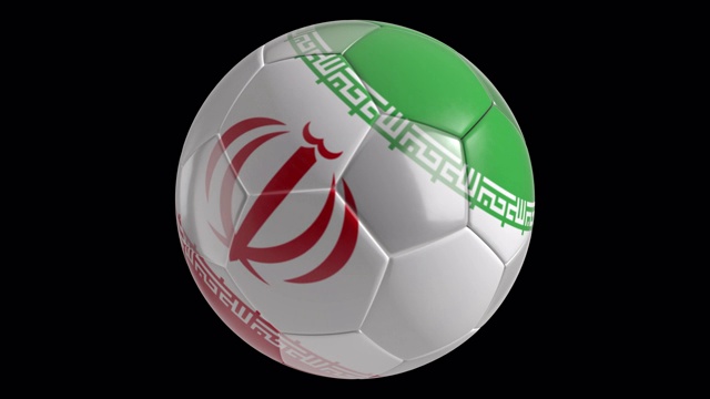 足球随着伊朗国旗旋转视频素材