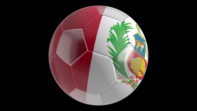 足球随着秘鲁国旗旋转视频素材