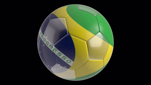 足球随着巴西国旗旋转视频素材
