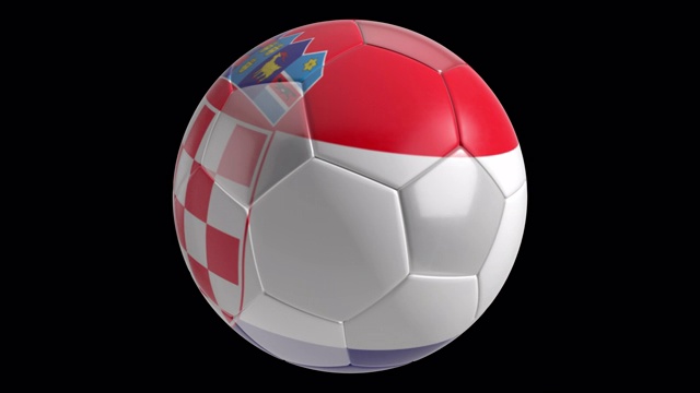 足球随着克罗地亚国旗旋转视频素材