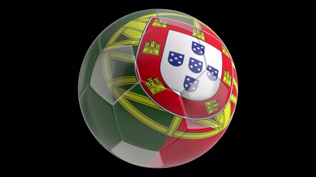 足球随着葡萄牙国旗旋转视频素材