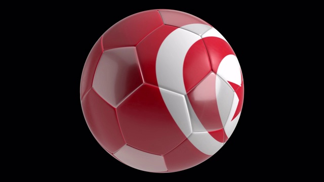足球与突尼斯国旗旋转视频素材