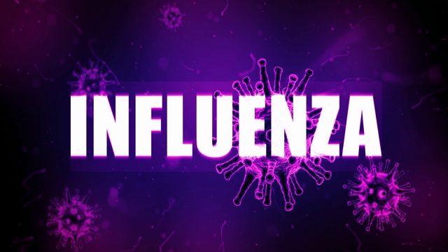 流感动画标题，背景中有病毒形态视频下载