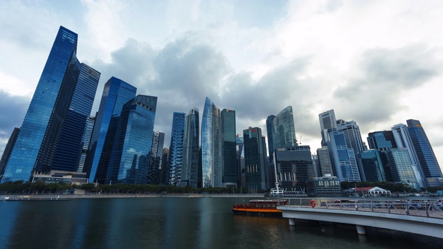 4K时间间隔的新加坡金融大厦在商业区视频素材