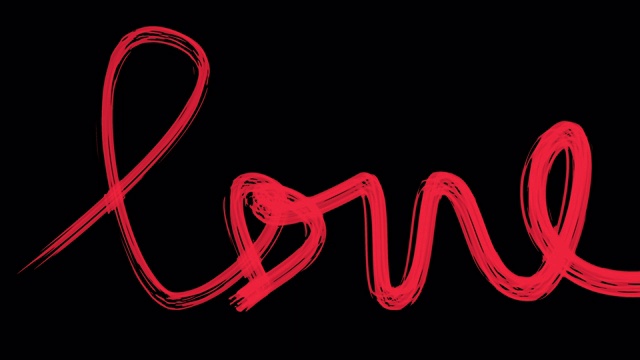 用毛笔写下爱情，理想的画面来代表爱情的概念视频素材
