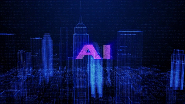 HUD未来AI数字城市城镇元素分析4K技术运动背景。视频下载