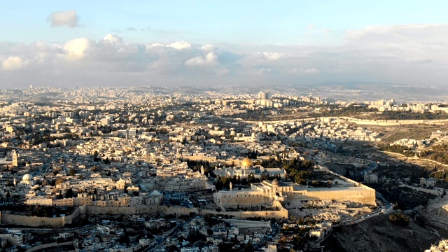 空中延时/日落时的耶路撒冷老城视频素材