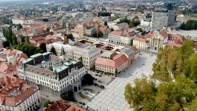 卢布尔雅那大学，斯洛文尼亚首都。古老的历史小镇和中世纪城堡/航海图视频素材