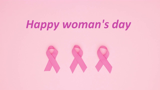 快乐女人日的标题出现在三条丝带上面-停止运动视频下载