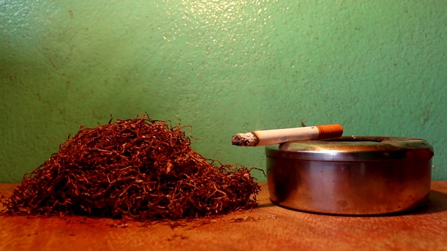 绿色墙壁背景上的香烟视频素材