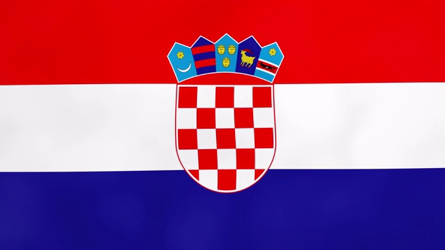 克罗地亚国旗隔离阿尔法通道和亮哑光视频素材