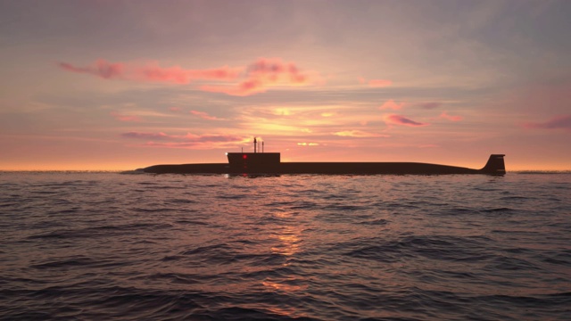 日落时潜水艇在海洋里视频下载