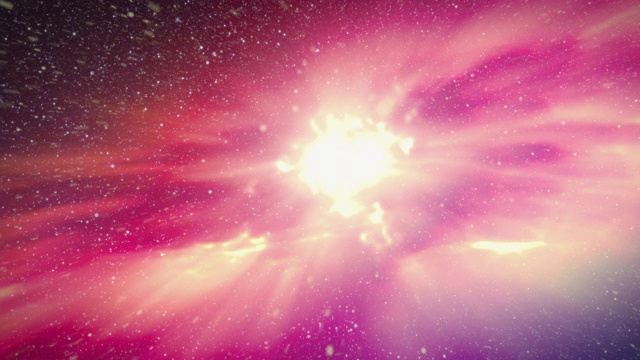恒星的形成-通过外层空间飞向一个美丽的彩色星云，一个星际尘埃云，气体和等离子体-数字生成视频视频素材