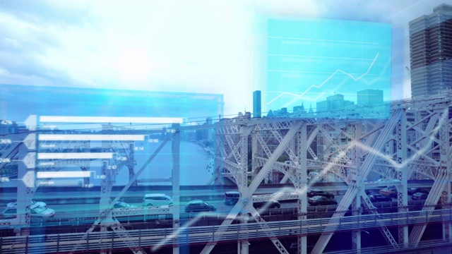 纽约市大桥上的商业图表视频素材