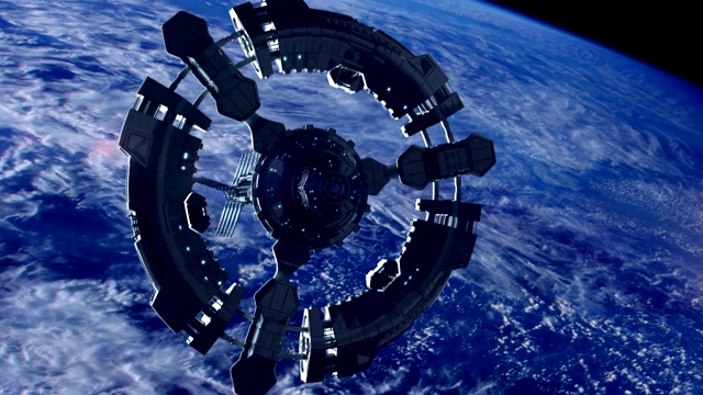 地球轨道上的空间站。太空探索。视频下载