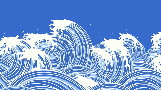 日式波浪图[循环]视频素材