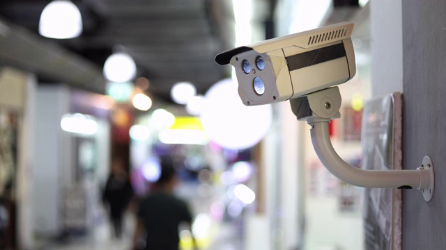 商场大楼里的监控录像保安。视频下载