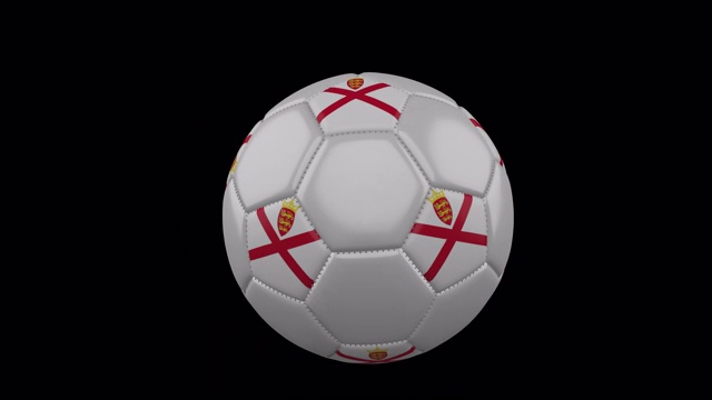 泽西教区旗帜在飞行和旋转足球透明阿尔法频道视频素材