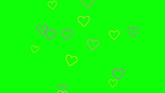 绿色背景与移动的心形状视频下载