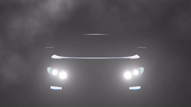 汽车的前灯在一个黑暗的雾天晚上视频下载
