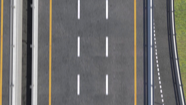 道路上的车道的顶部视图，快速运动-可循环的3d动画视频下载