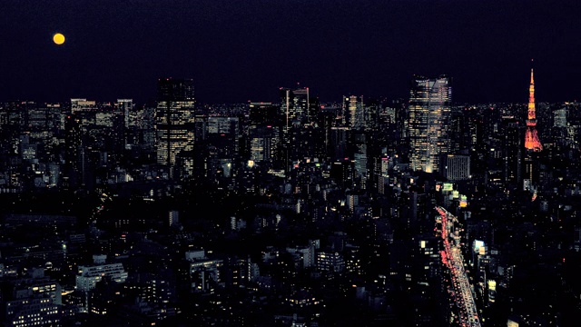 夜晚的东京塔天际线视频下载