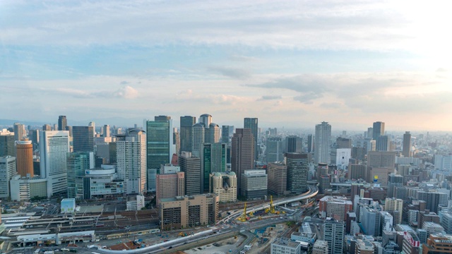 日本大阪高速公路交通鸟瞰图4K时间间隔视频下载