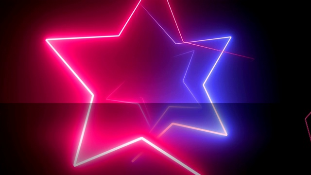 抽象，霓虹，星形，背景粉红色和蓝色4K，可循环视频下载
