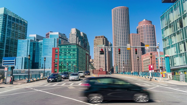 波士顿城市生活和交通道路，美国马萨诸塞州视频素材