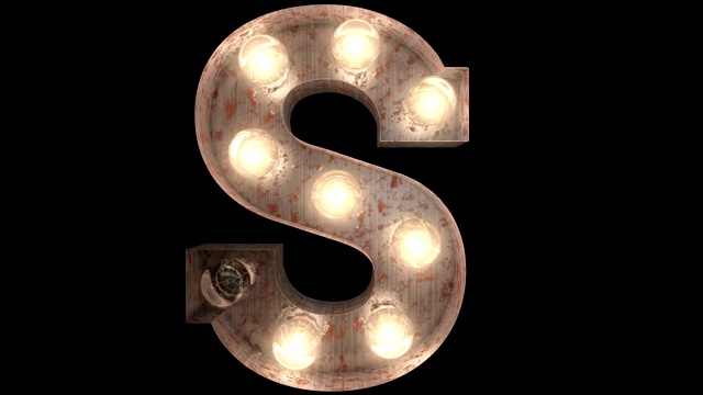 生锈的钢灯泡字母S视频下载