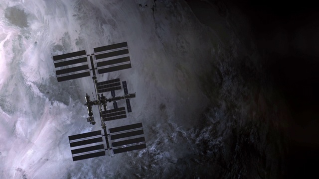国际空间站围绕地球运行视频素材