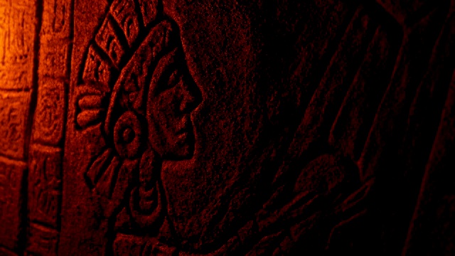 阿兹特克人墙壁雕刻特写视频素材