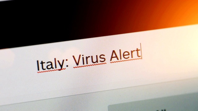 在网页浏览器的地址或搜索栏上输入意大利病毒警报视频素材