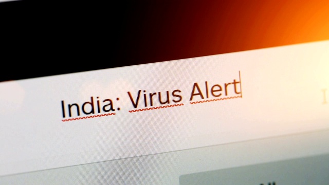 在网页浏览器的地址或搜索栏上输入印度病毒警报视频素材