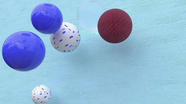 蓝色墙壁球体组3d渲染运动抽象视频素材